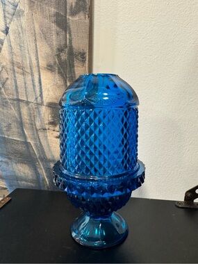 Viking Glass Bluenique Diamond Point Glimmer Fairy Lamp